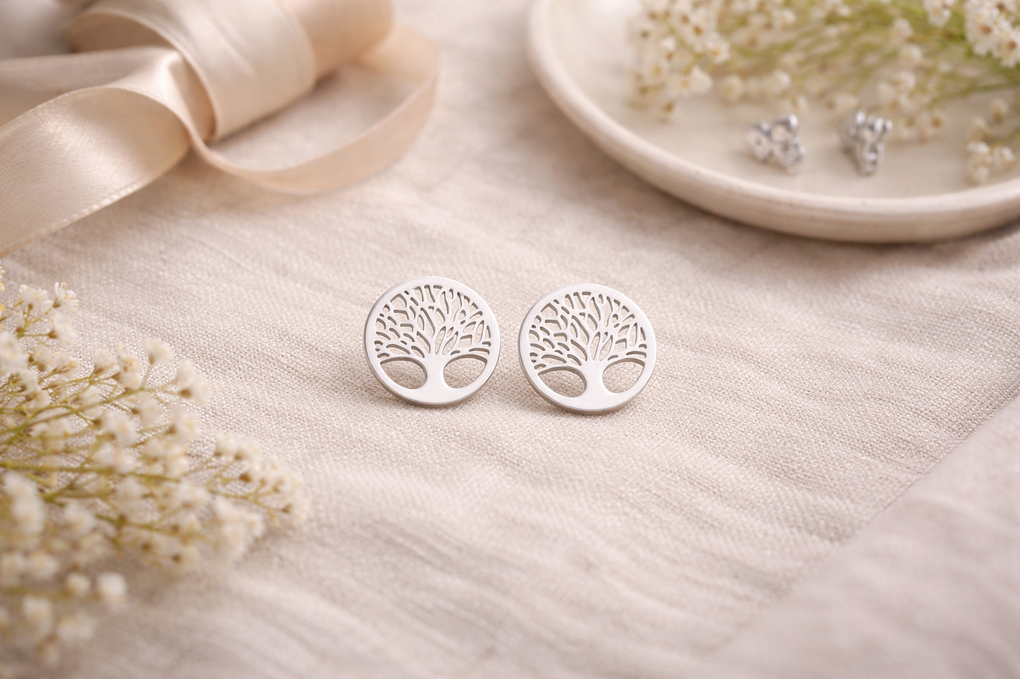 🌿 Baum des Lebens Ohrringe – 925 Silber mit Rosé- oder 24k Gelbvergoldung