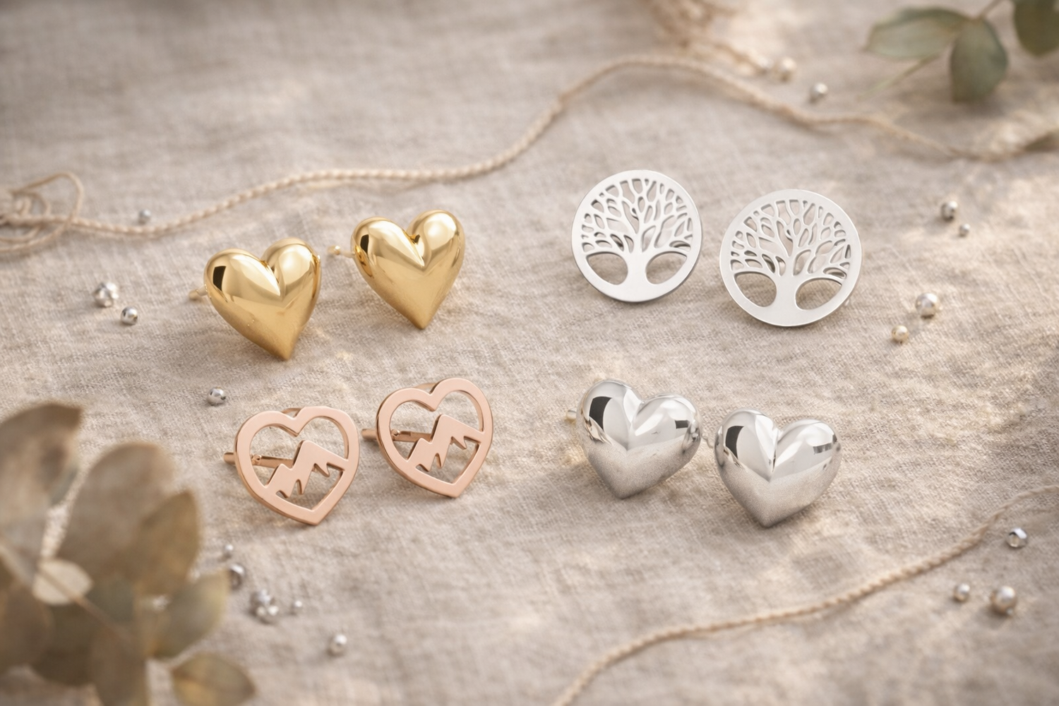 Ohrringe aus 925er Silber und teilweise mit Gold veredelt