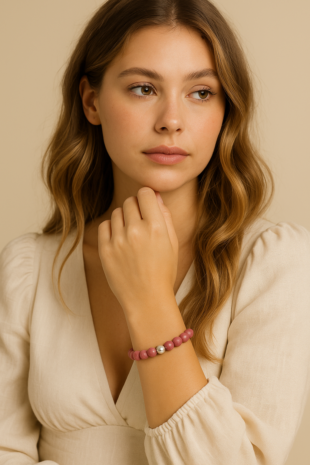 Rhodochrosit und 925 silber perle