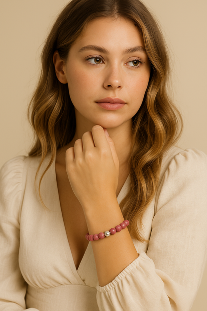 Rhodochrosit und 925 silber perle