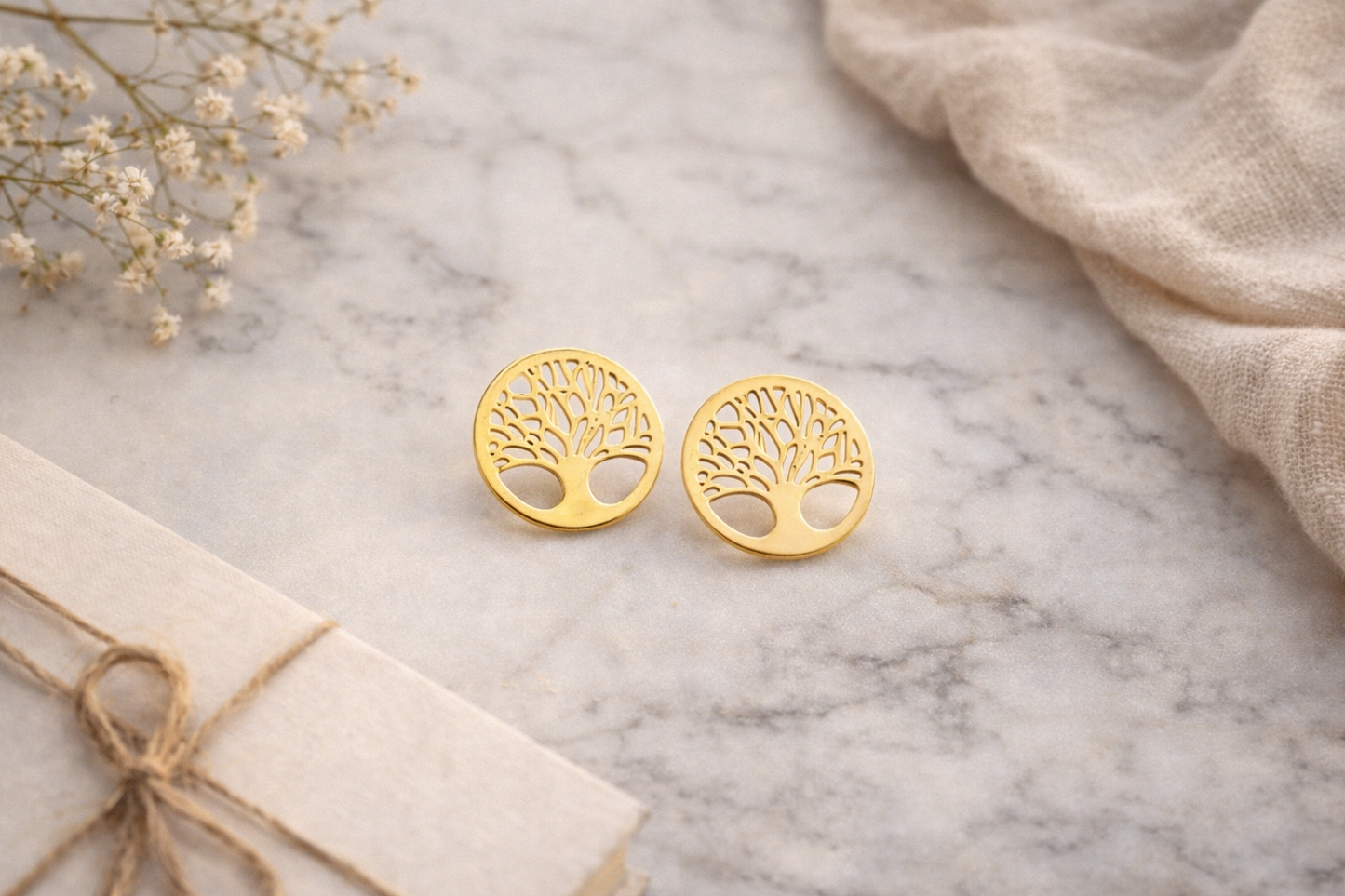 🌿 Baum des Lebens Ohrringe – 925 Silber mit Rosé- oder 24k Gelbvergoldung