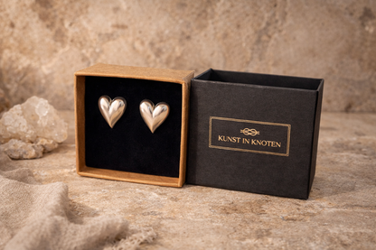 Herz Ohrstecker 925 Silber in Schmuckbox gewölbtes Design, elegante Damen Ohrringe