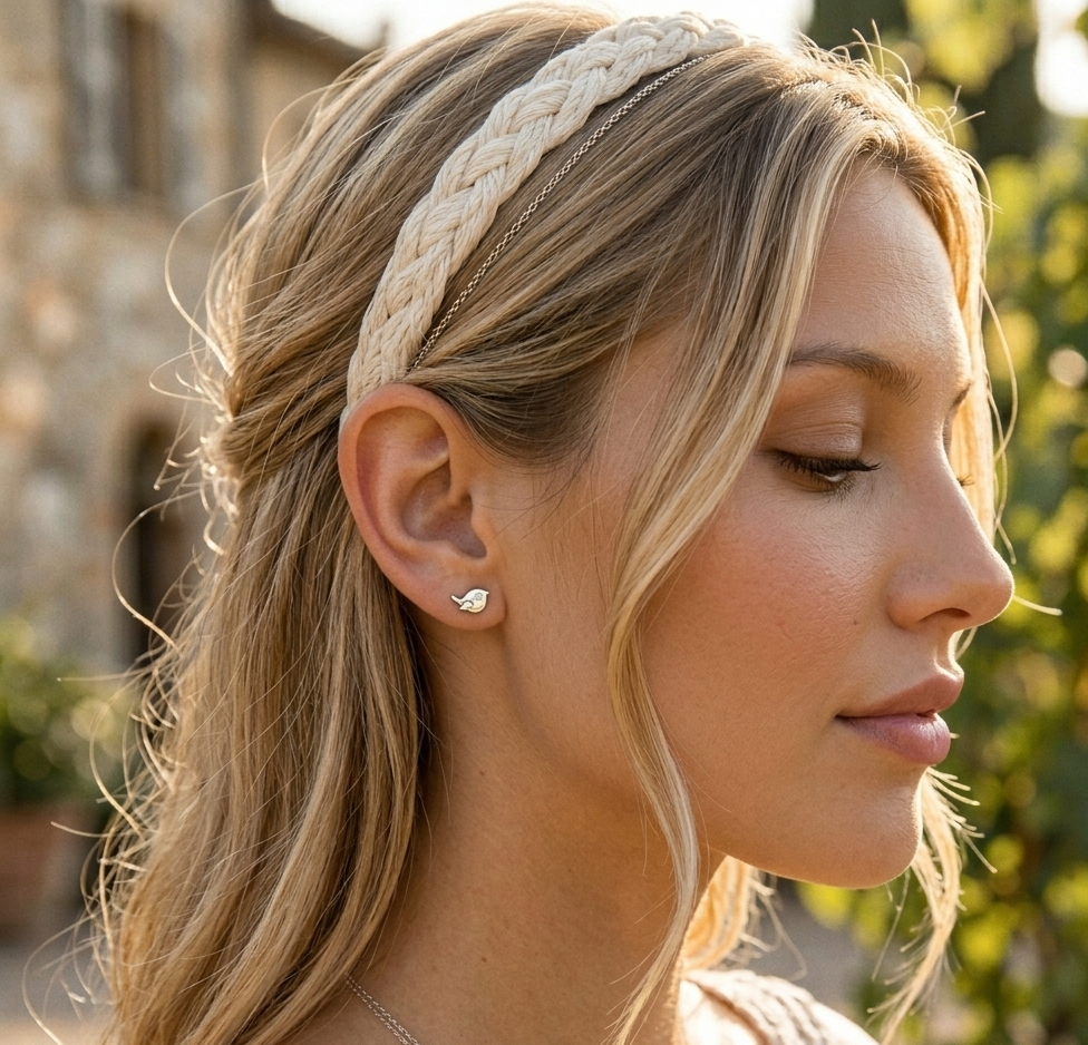 Minimalistische Vogel Ohrringe aus 925 Silber, platinveredelt, elegant und symbolisch für Freiheit, Mut  und Intuition.